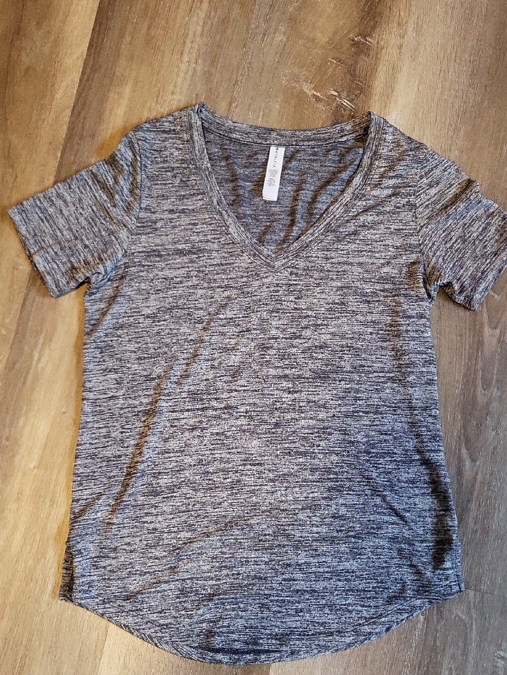 Athleta Heather Gray V-Neck Short Sleeve Tee